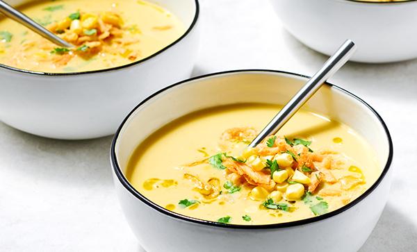 Chilled Corn and Green Curry Soup