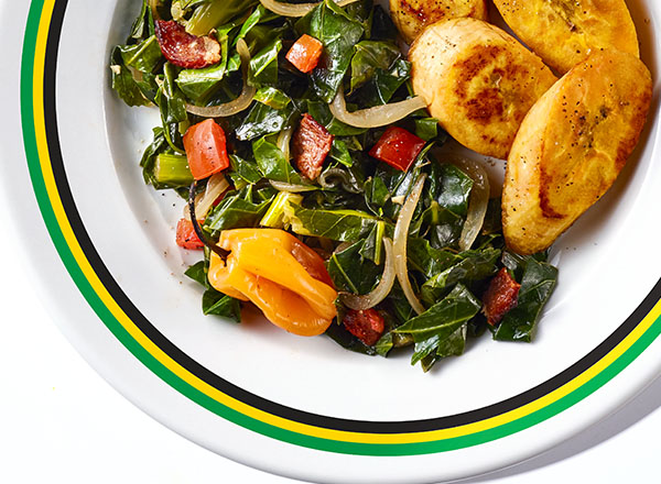Image of Callaloo and Fried Plantains Recipe
