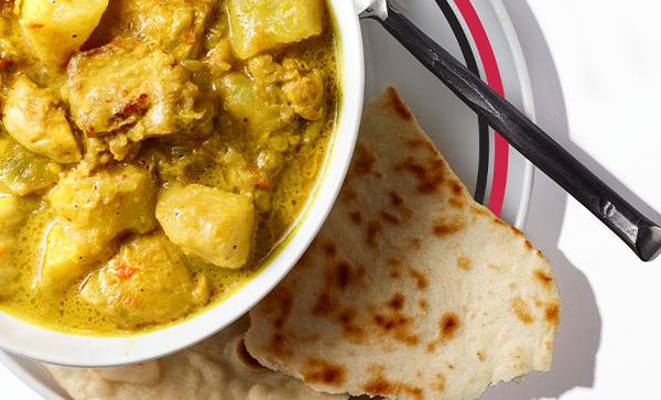 Image of Caribbean Chicken Curry Stew with Roti Wraps Recipe