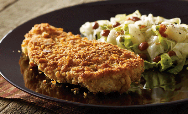 Image of Chicken-Fried Chicken with Red Beans and Cabbage Recipe