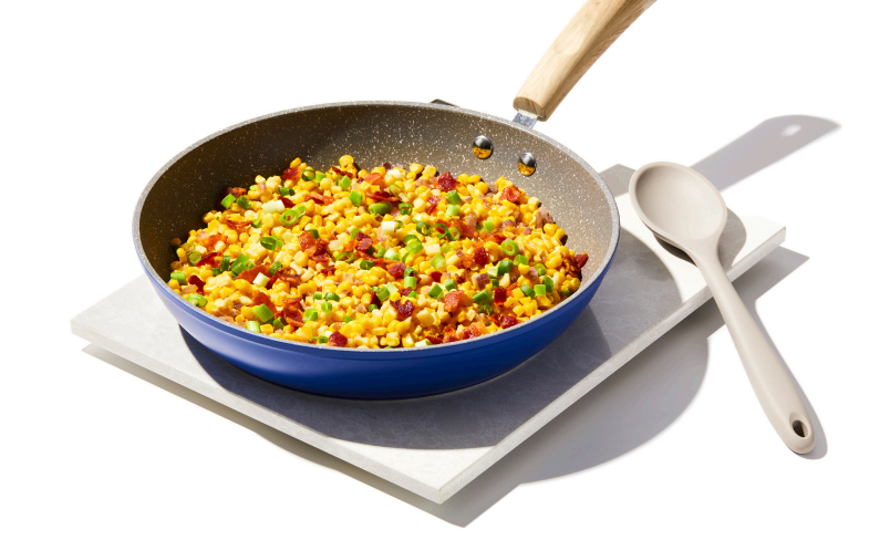 Image of Fried Corn with Crispy Bacon and Green Onion Recipe