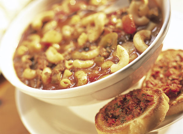 Image of Hearty Goulash Soup with Tomato Crostini Recipe