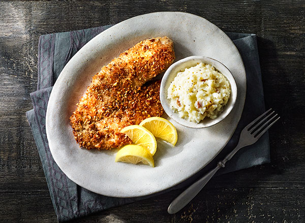 Image of Pecan-Crusted Tilapia with Seasoned Cheese Grits Recipe