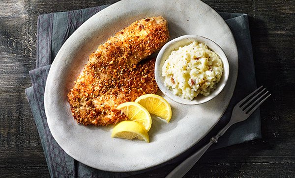 Image of Pecan-Crusted Tilapia with Seasoned Cheese Grits Recipe