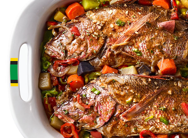 Image of Whole Snapper with Stewed Vegetables Recipe