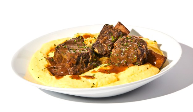 Image of braised short ribs over polenta recipe