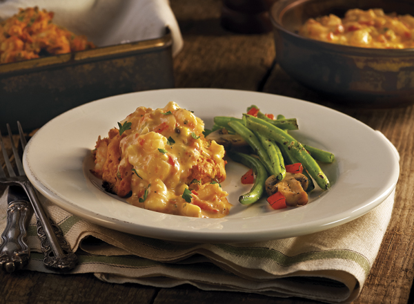 Seafood Smothered Biscuits with Seared Green Beans Recipe