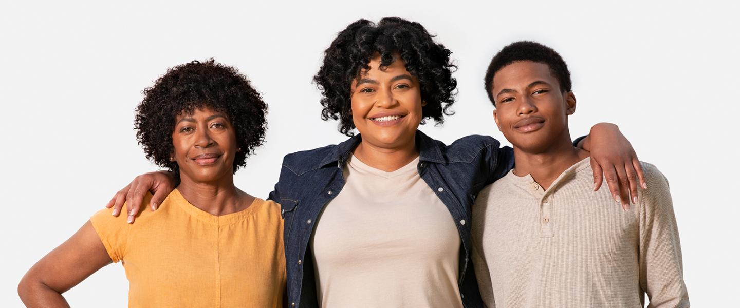 three African American family members