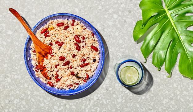 rice and beans in a bowl