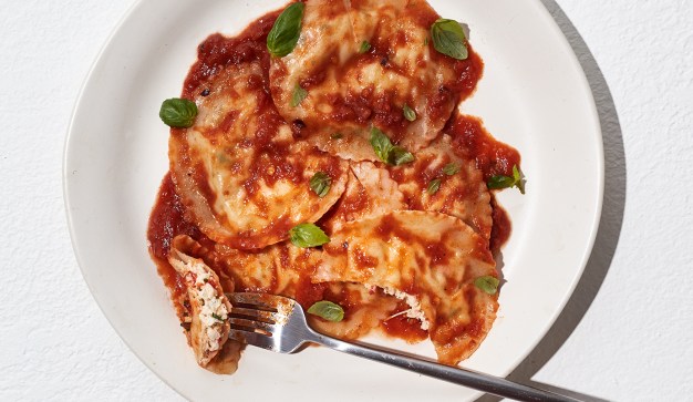 Flounder Ravioli with Arrabiata Marinara
