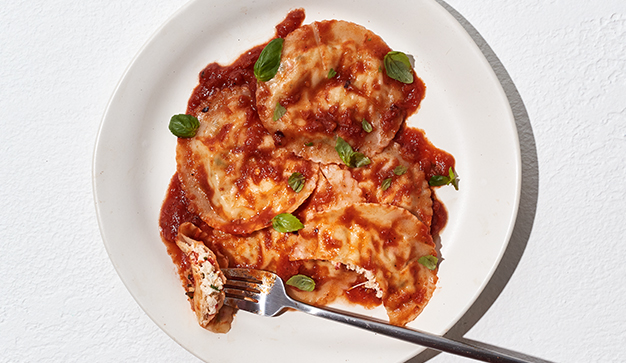 Flounder Ravioli with Arrabiata Marinara