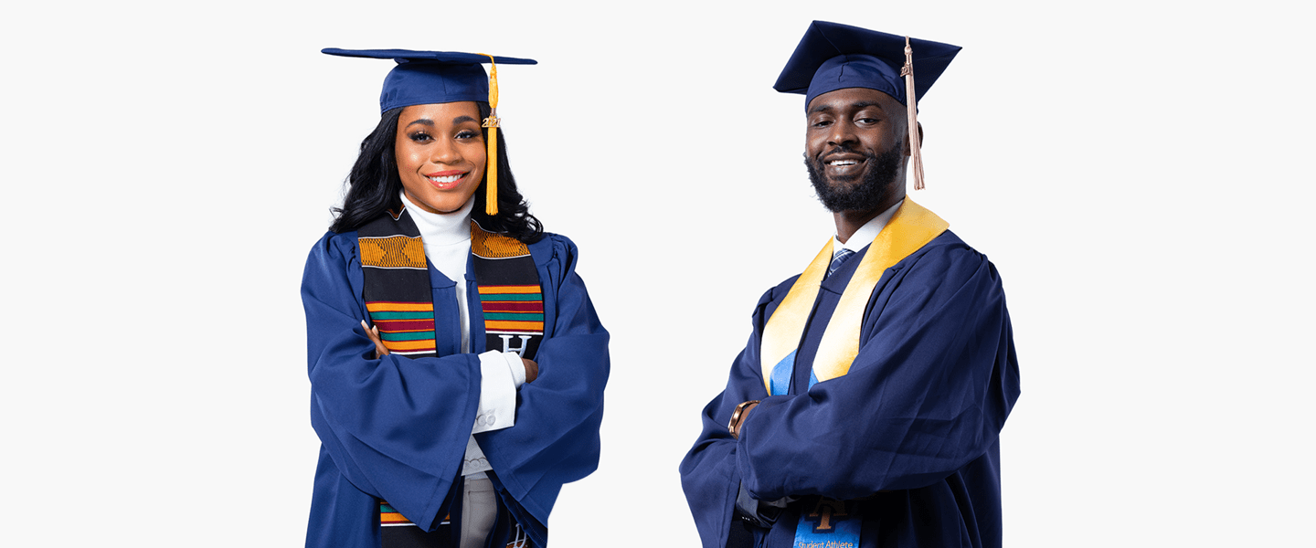 Proud graduates in cap and gown