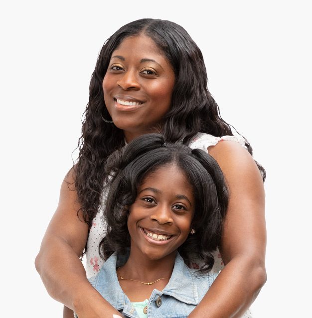 A mother and daughter honoring Juneteenth.