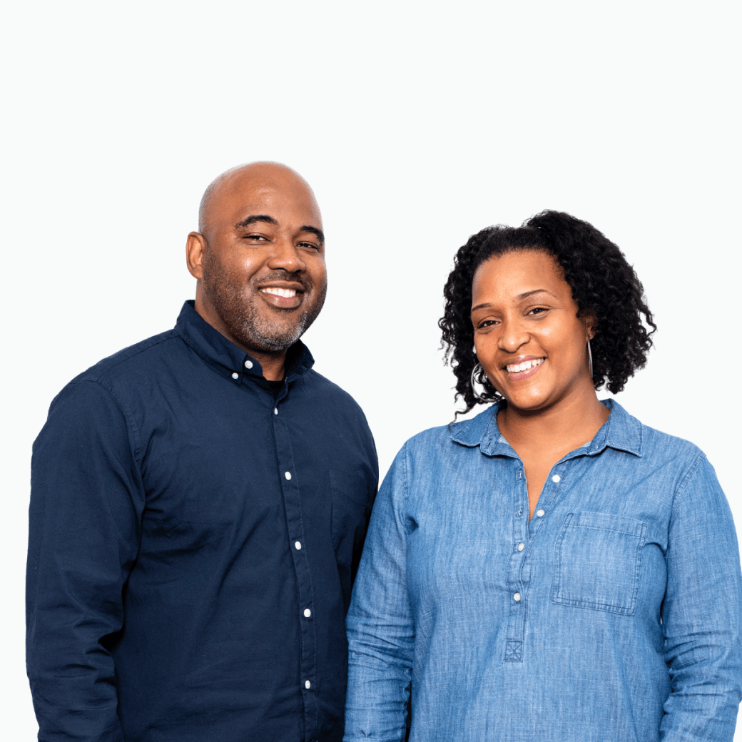 Man and woman smiling together