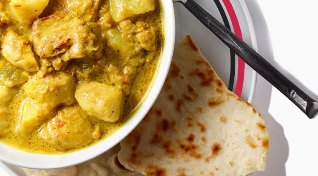 Caribbean-Style Chicken Curry Stew with Roti Wraps