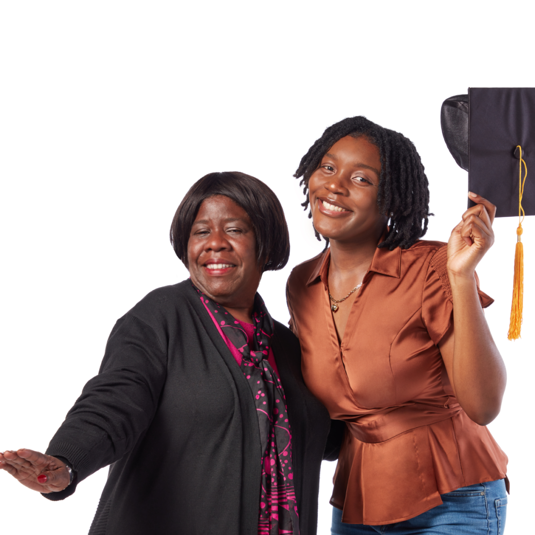 Qemari Thompson, a Bethune-Cookman University graduate, and her college advisor, Davita, pose for a photo.
