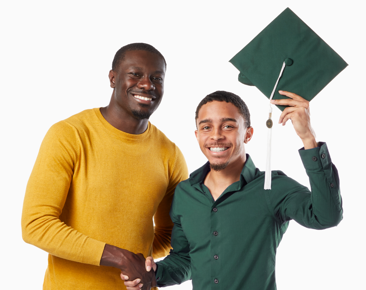 Two African american men graduates