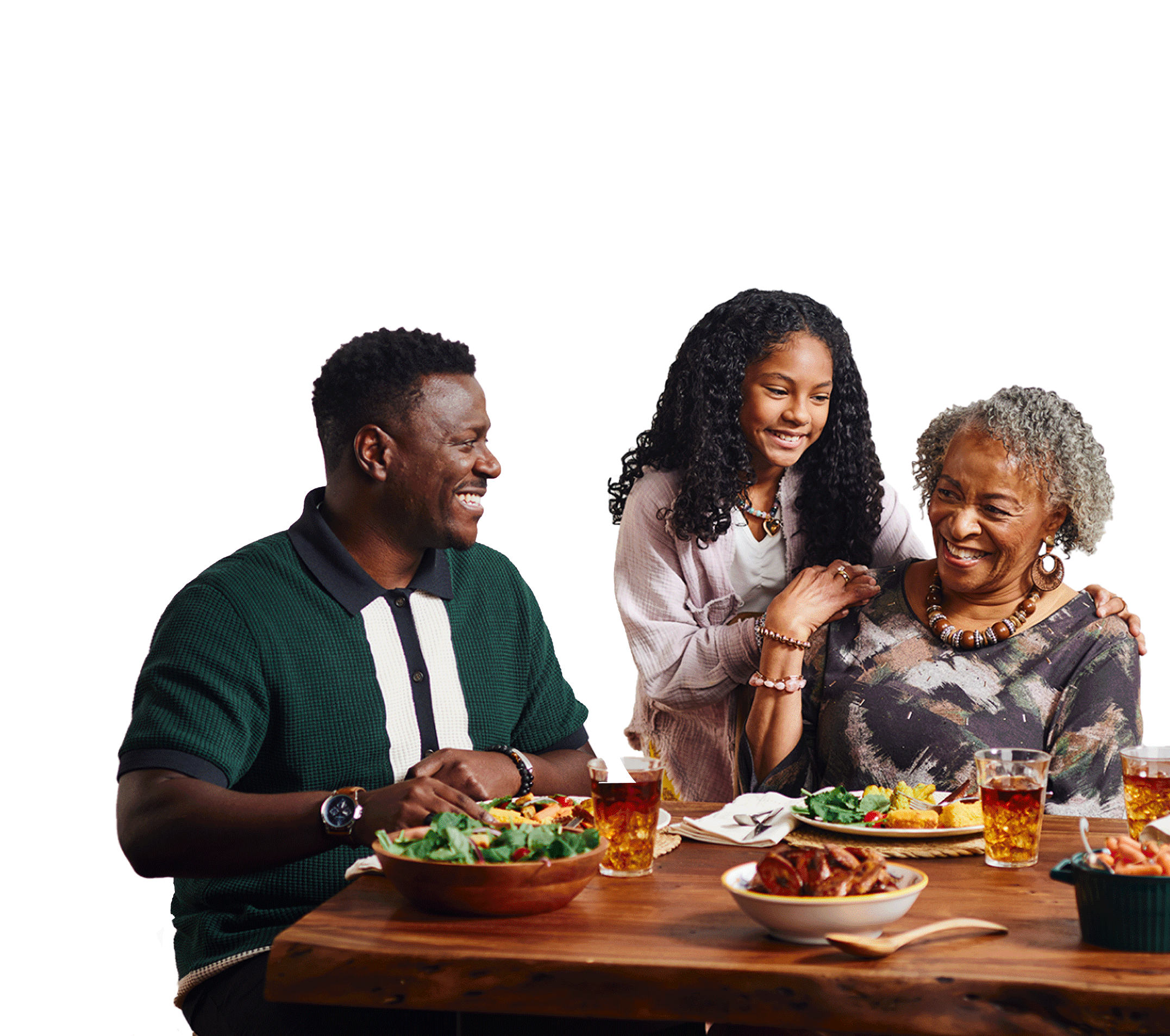 gif of family at a table, chefs, painter, and couple