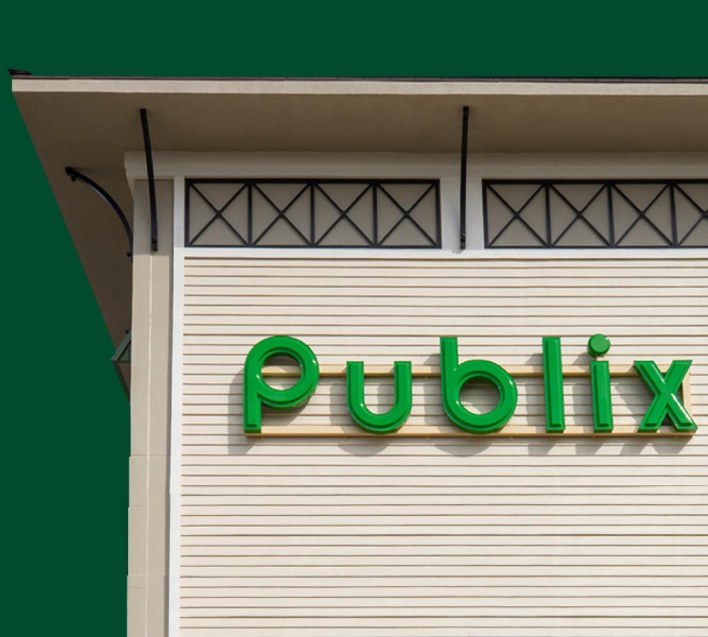 Publix storefront on a dark green background