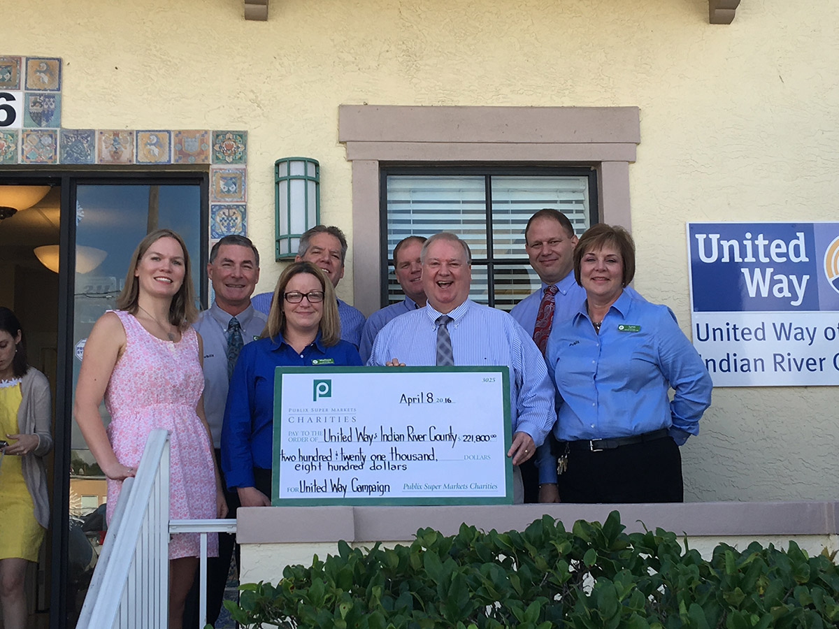 publix charities check presentation to united way of indian river county