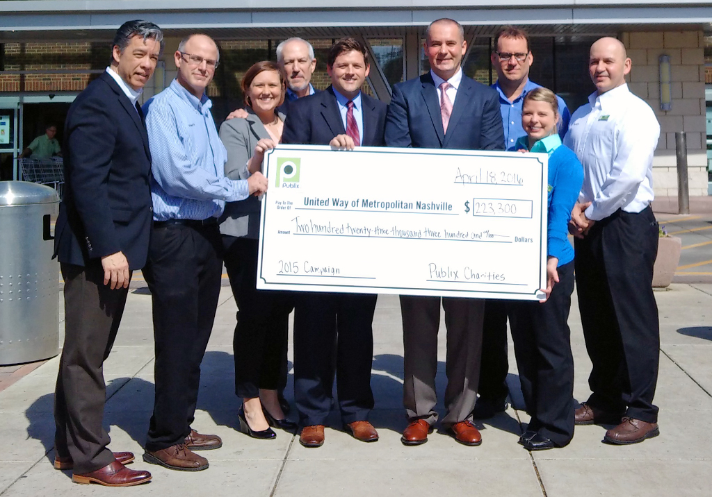 publix charities check presentation to united way of metropolitan nashville