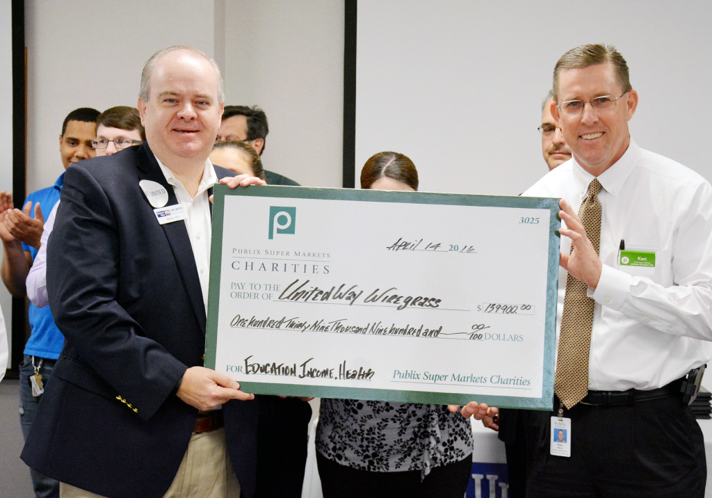 publix charities check presentation to united way of wiregrass