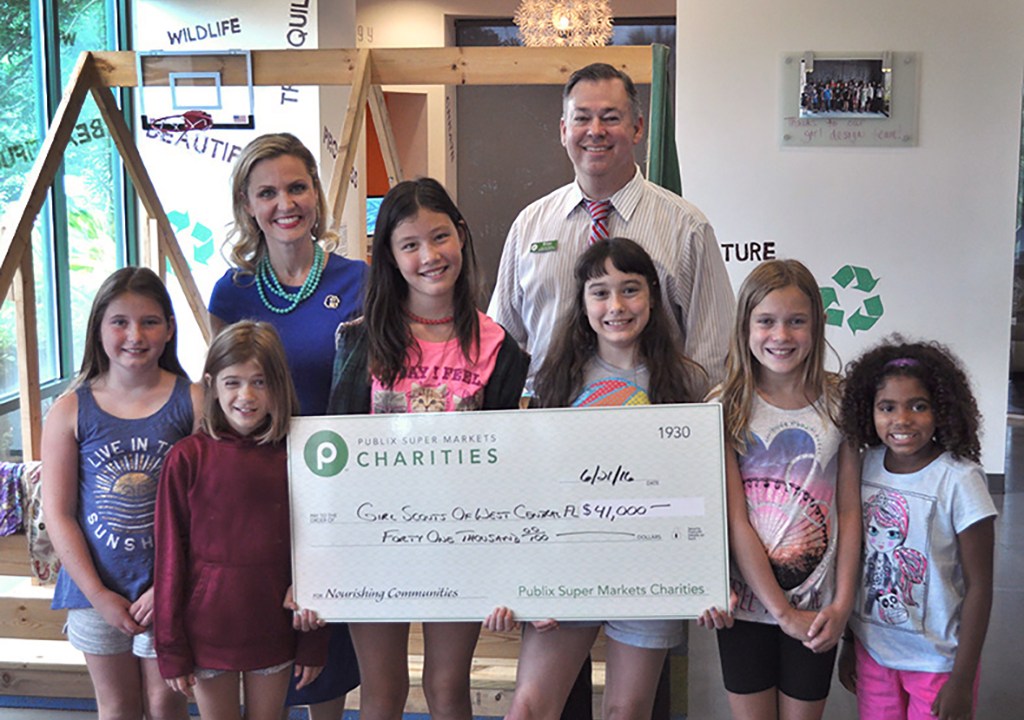 publix charities check presentation to girl scouts of west central florida