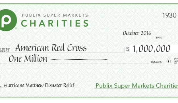 publix charities check to american red cross for $1 million hurricane relief