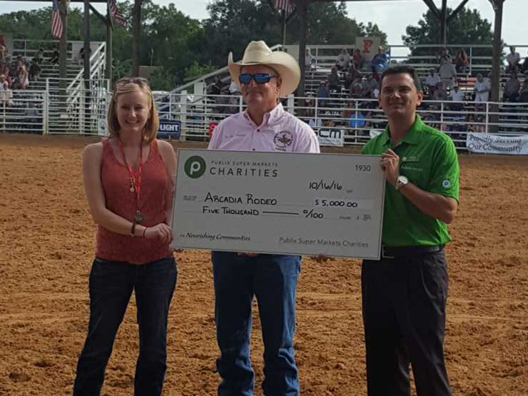publix charities check donation to arcadia rodeo