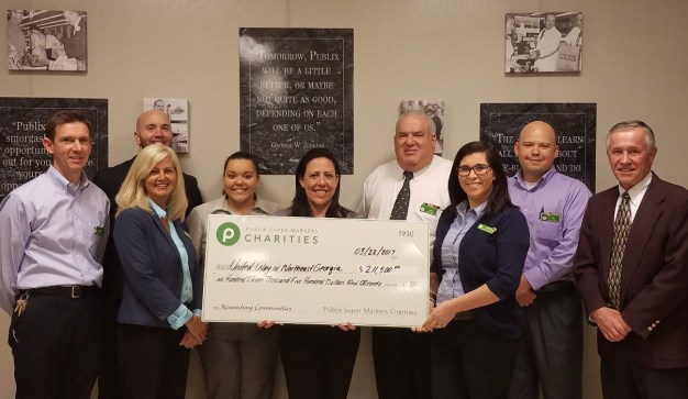 publix charities presents check for $211,500 to united way of northeast georgia