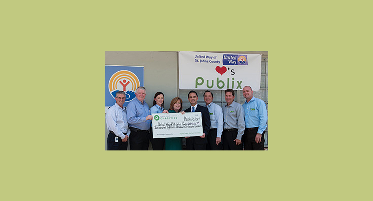 publix charities check presentation to united way of st. johns county