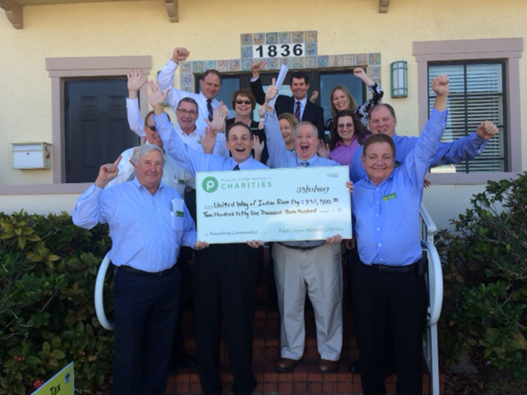 publix charities donates check to united way of indian river county