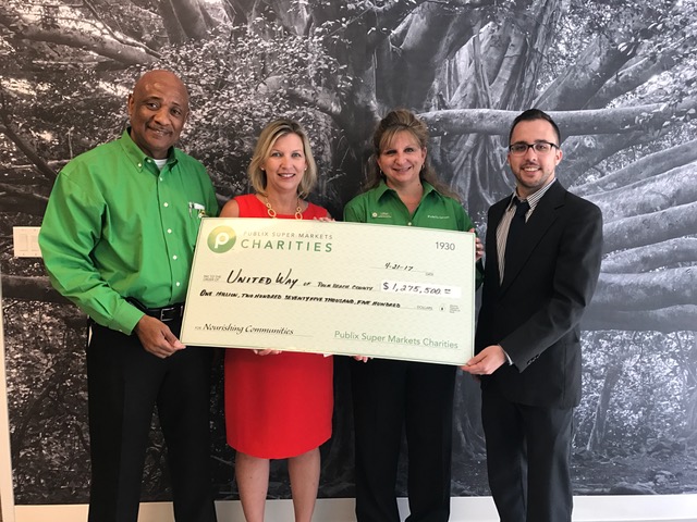 publix charities presents check to united way of palm beach county