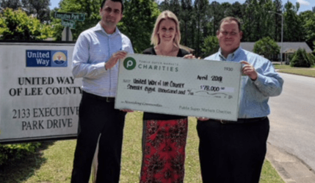 Publix Charities presents $78,000 donation check to United Way of Lee County