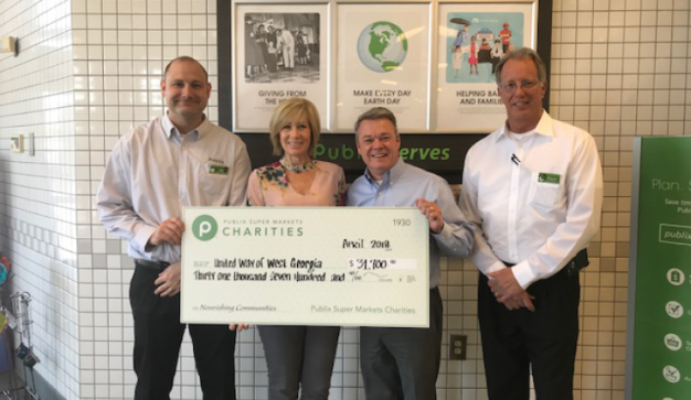 Publix Charities presents $31,700 donation check to United Way of West Georgia