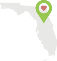 florida with heart pin near ocala