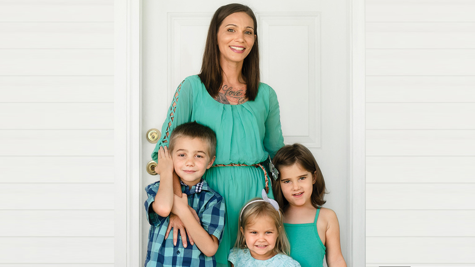 mother with 3 young children