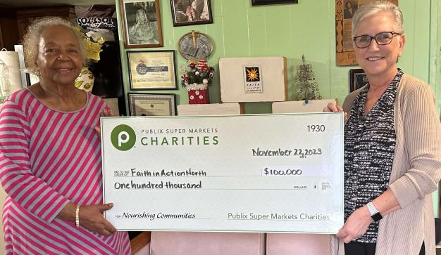Faith in Action receives $100,000 check from Publix Charities