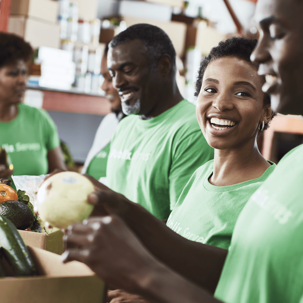 publix serves associates packing food donation boxes