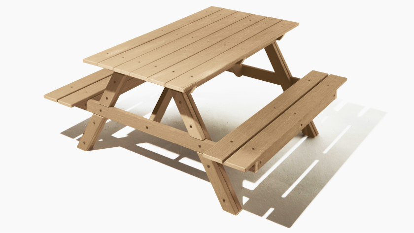 picnic table made out of recycled materials