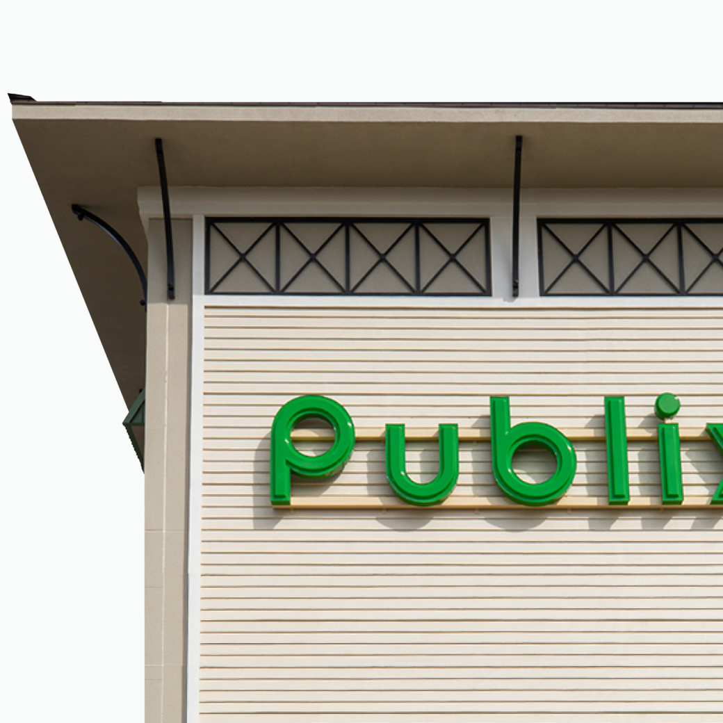 Publix grocery store facade with sign