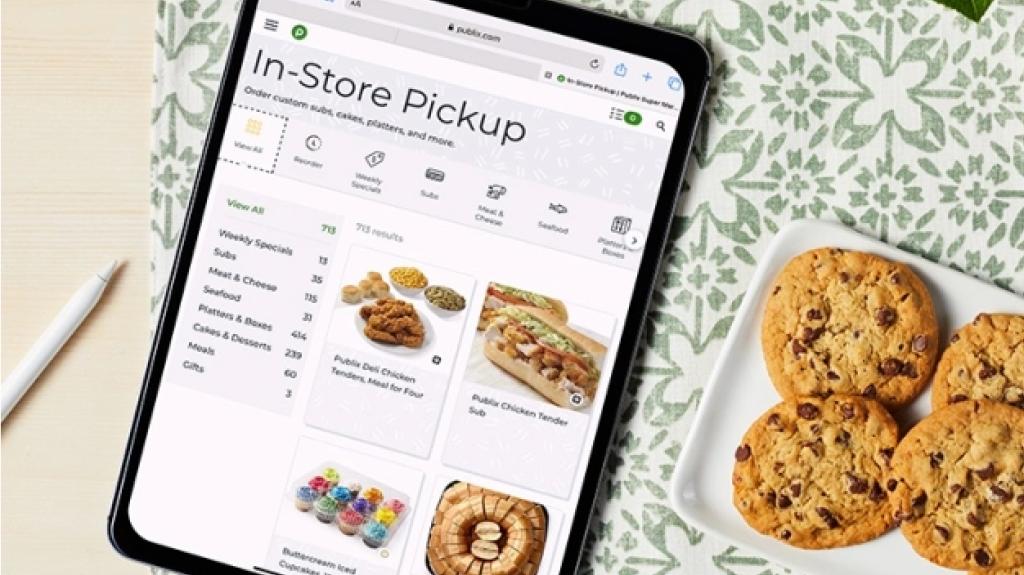 Tablet with Publix in store pickup screen