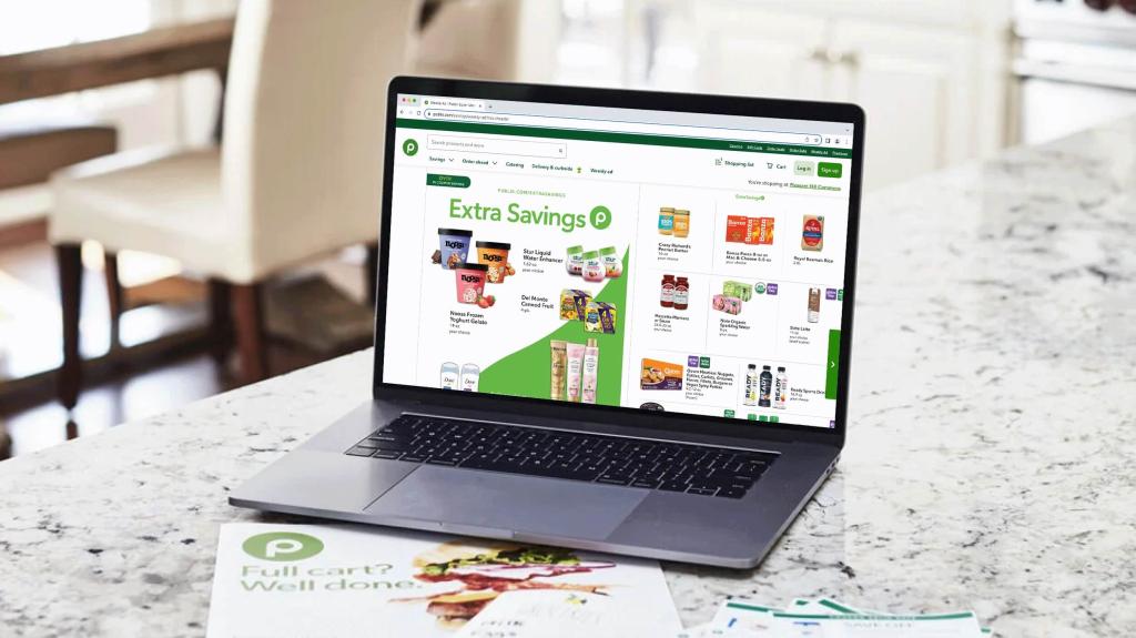 laptop screen showing publix extra savings ad