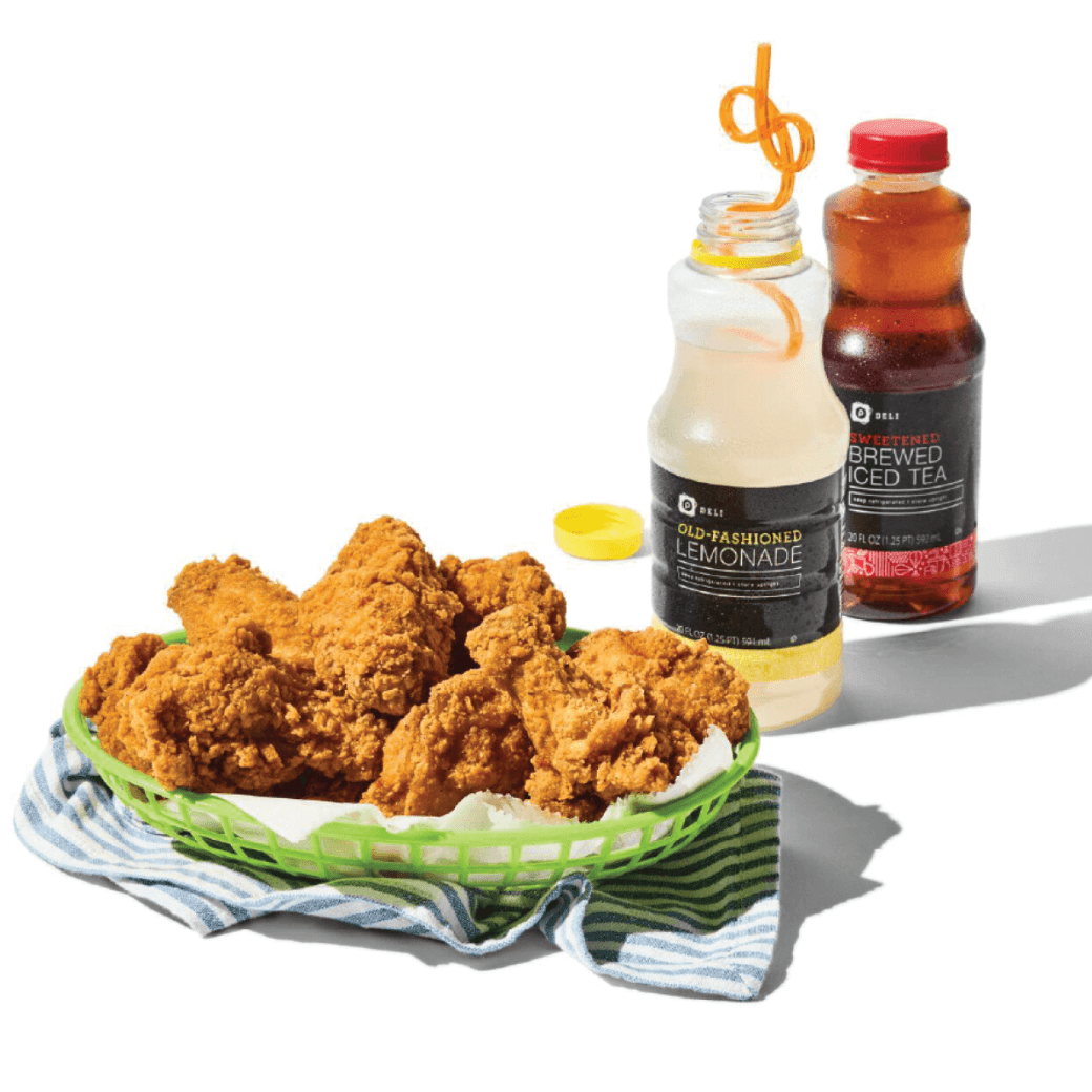chicken tenders with lemonade and iced tea