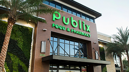 Publix Storefront with Palm Trees