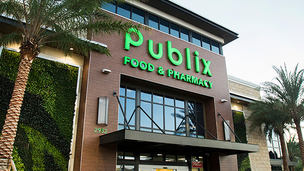 Publix Storefront with Palm Trees