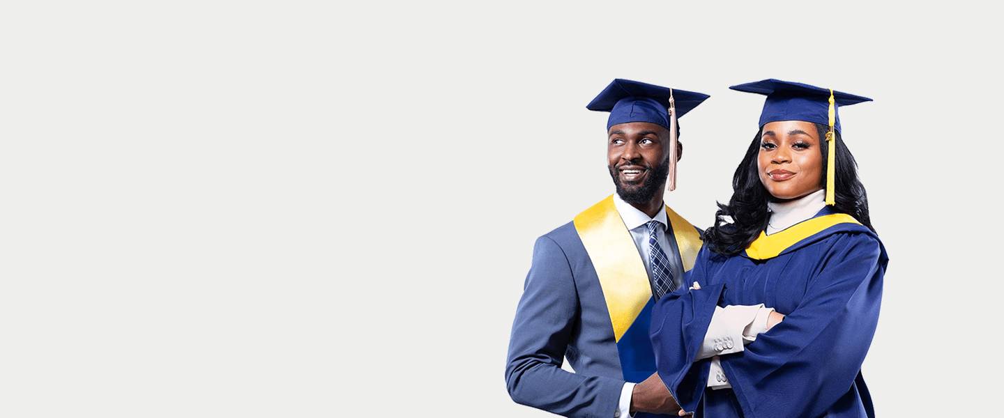 graduates in blue cap and gown