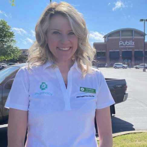 Lindsay in pharmacy uniform