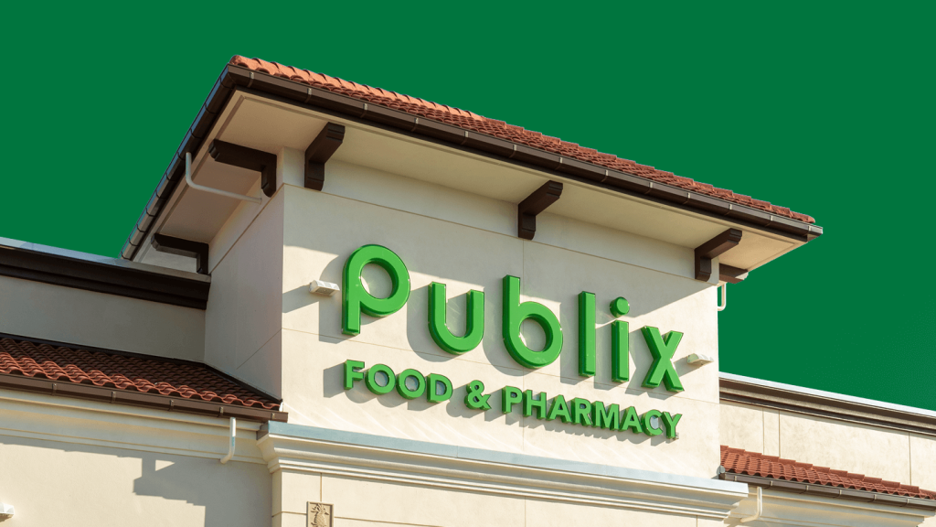 Publix storefront on a green background