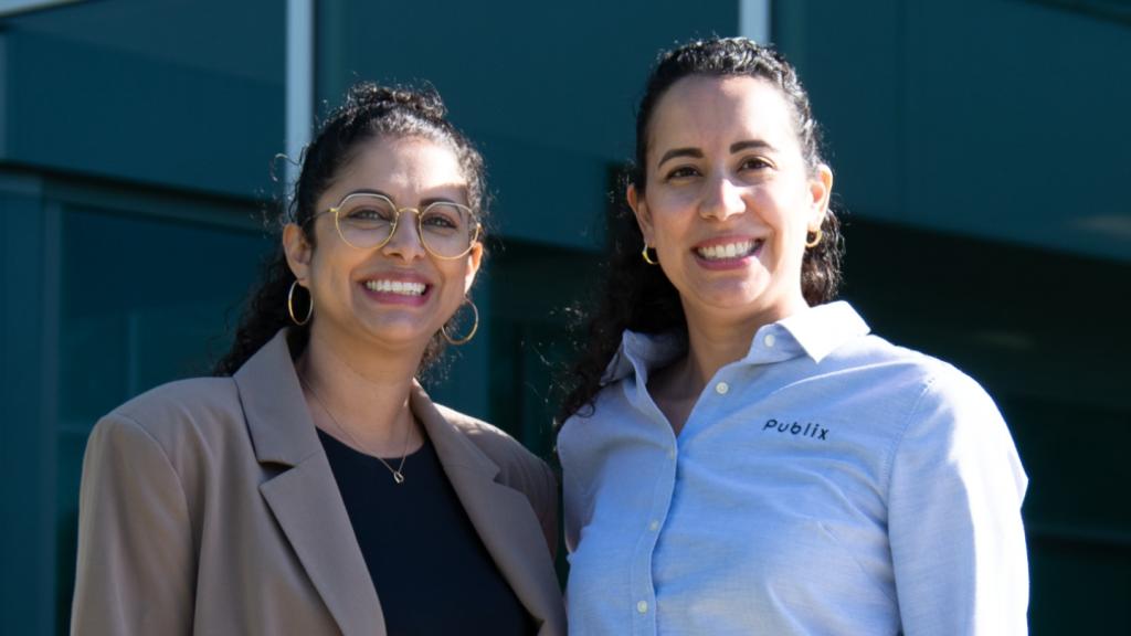 Amy and Nataly in front of the corporate office